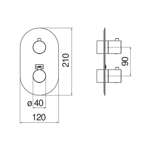 Immagine di Nobili LIVE miscelatore doccia solo parte esterna con termostatico a 2 vie, finitura polar white WE00102/TWM