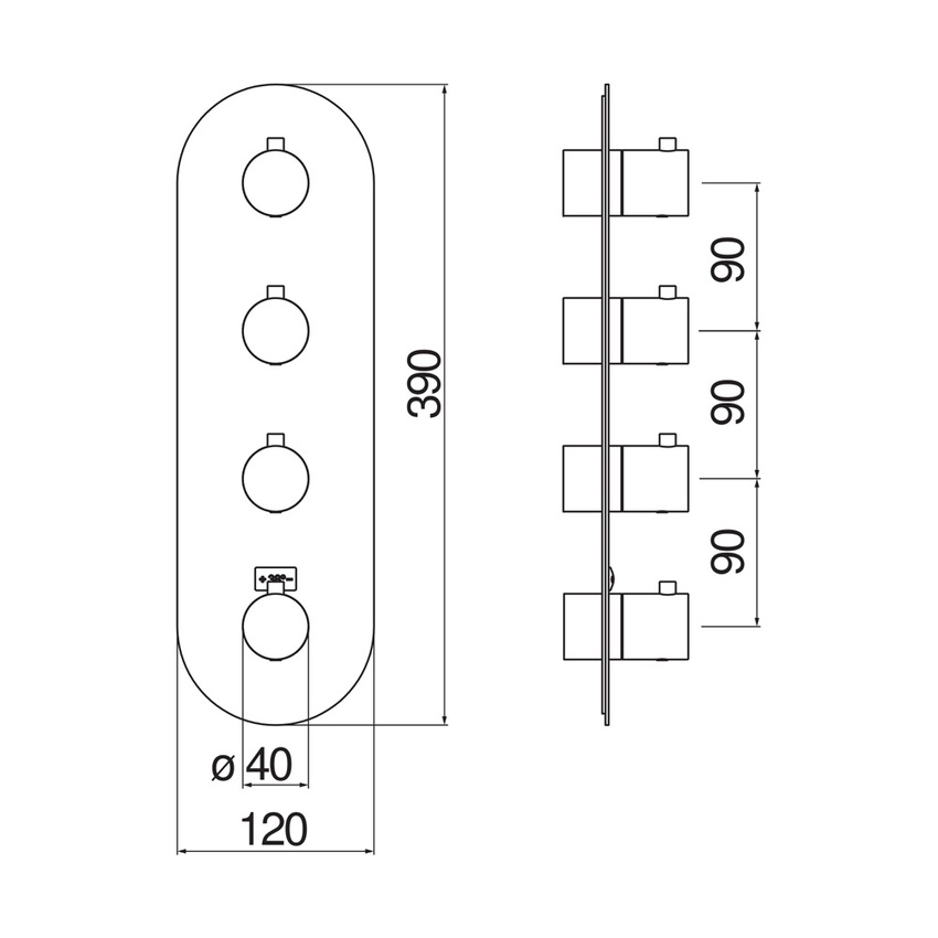 Immagine di Nobili LIVE miscelatore doccia solo parte esterna con termostatico a 4 vie, finitura cromo WE00104/TCR