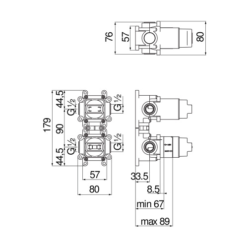 Immagine di Nobili Corpo incasso per miscelatore monocomando doccia a 3 vie WE81103
