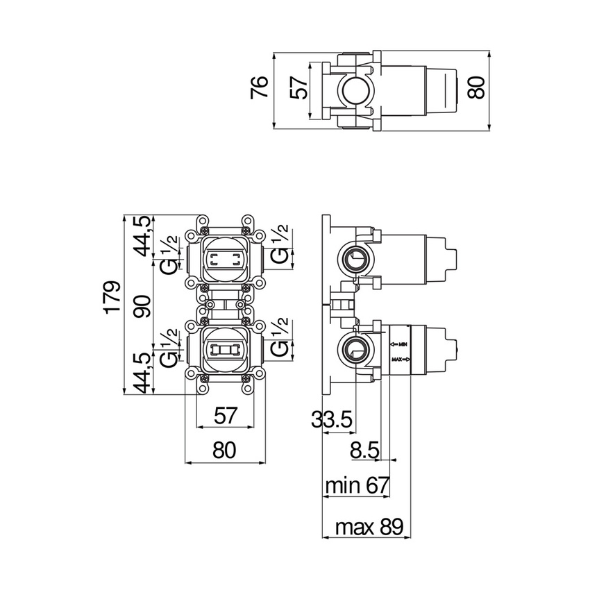 Immagine di Nobili Corpo incasso per miscelatore monocomando doccia a 3 vie WE81103
