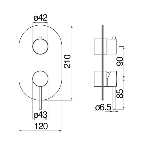 Immagine di Nobili VELIS miscelatore monocomando per doccia, ad incasso, a 2 vie, finitura cromo WE81102/VECR