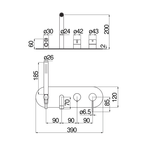 Immagine di Nobili VELIS miscelatore monocomando per vasca, ad incasso, a 2 vie, finitura cromo WEBK110/90VECR