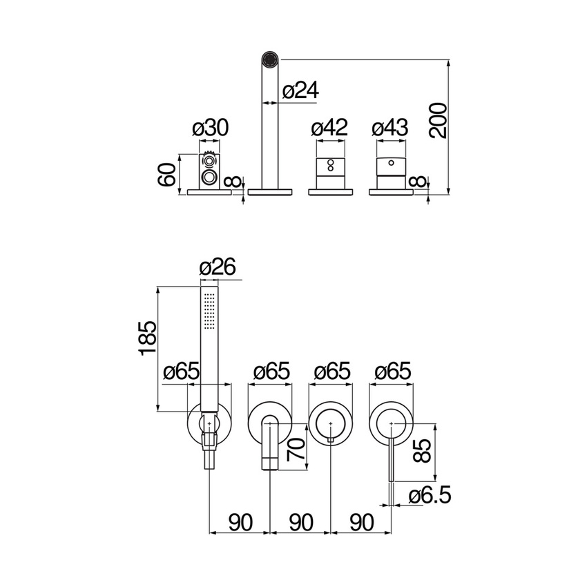 Immagine di Nobili VELIS miscelatore monocomando per vasca, ad incasso, a 2 vie, finitura cromo WEBK110/91VECR