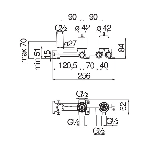Immagine di Nobili Corpo incasso per miscelatore monocomando doccia a 2 vie, finitura inox WE81200/TIX
