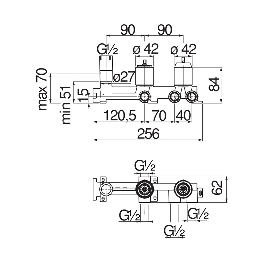 Immagine di Nobili Corpo incasso per miscelatore monocomando doccia a 2 vie. finitura cromo WE81200/TCR
