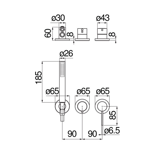 Immagine di Nobili VELIS miscelatore monocomando per doccia, ad incasso, a 2 vie, con deviatore, finitura cromo WESK100/1VECR