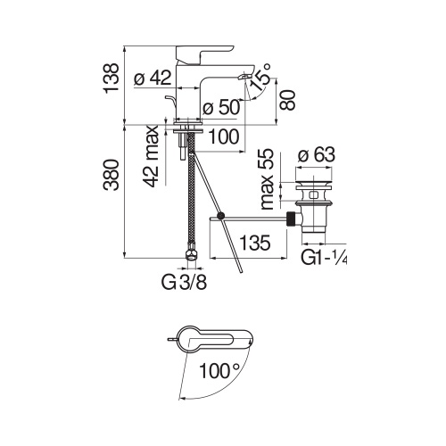 Immagine di Nobili ABC miscelatore monocomando per lavabo H.14 cm, a risparmio energetico con portata limitata, finitura cromo ABH87118/1CR