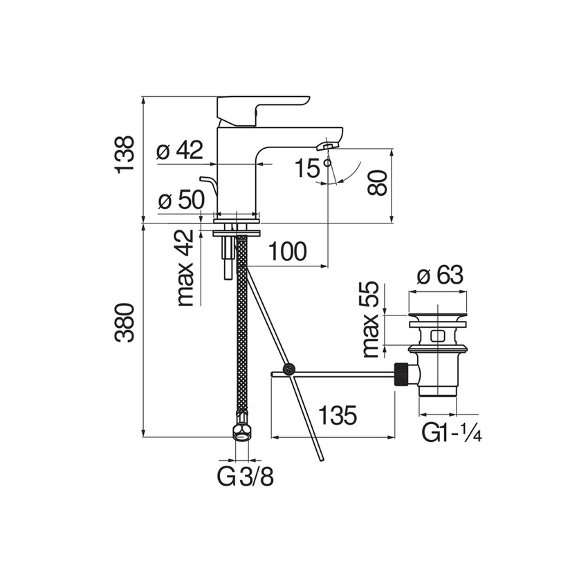 Immagine di Nobili ABC miscelatore monocomando per lavabo H.14 cm, con scarico, finitura cromo AB87118/1CR