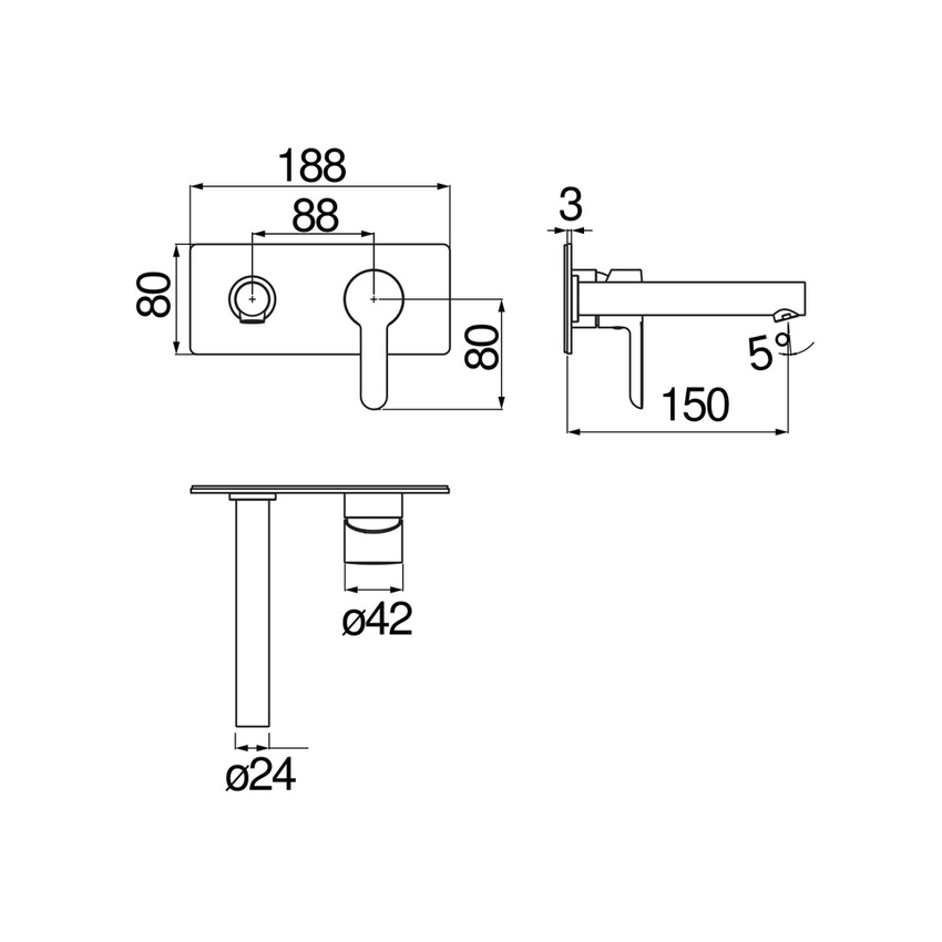 Immagine di Nobili ABC miscelatore monocomando per lavabo P.15 cm, ad incasso a parete, senza scarico, finitura cromo AB87198CR