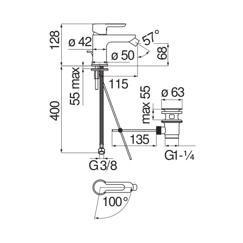 Immagine di Nobili ABC miscelatore monocomando per bidet H.13 cm, a risparmio energetico, con scarico, finitura cromo ABE87119/1CR