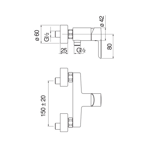 Immagine di Nobili ABC miscelatore monocomando esterno per doccia, finitura cromo AB87130CR