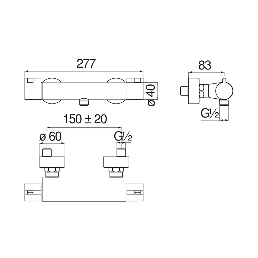 Immagine di Nobili ABC termostatico esterno per doccia, finitura cromo AB87030CR