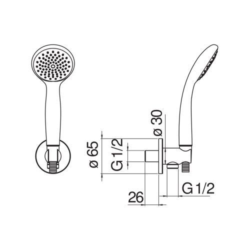 Immagine di Nobili ABC set doccia con presa acqua, con doccetta, supporto e flessibile 150 cm, finitura cromo AD146/27CR