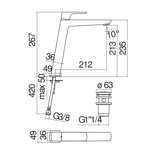 Immagine di Nobili ACQUAVIVA miscelatore monocomando per bacinella H.27 cm, con scarico 1 1/4” push, finitura cromo VV103128/2CR