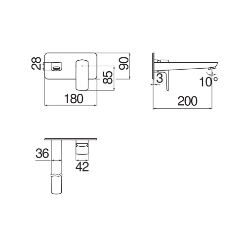 Immagine di Nobili ACQUAVIVA miscelatore monocomando per lavabo P.20 cm, ad incasso a parete, senza scarico, finitura cromo VV103198/1CR