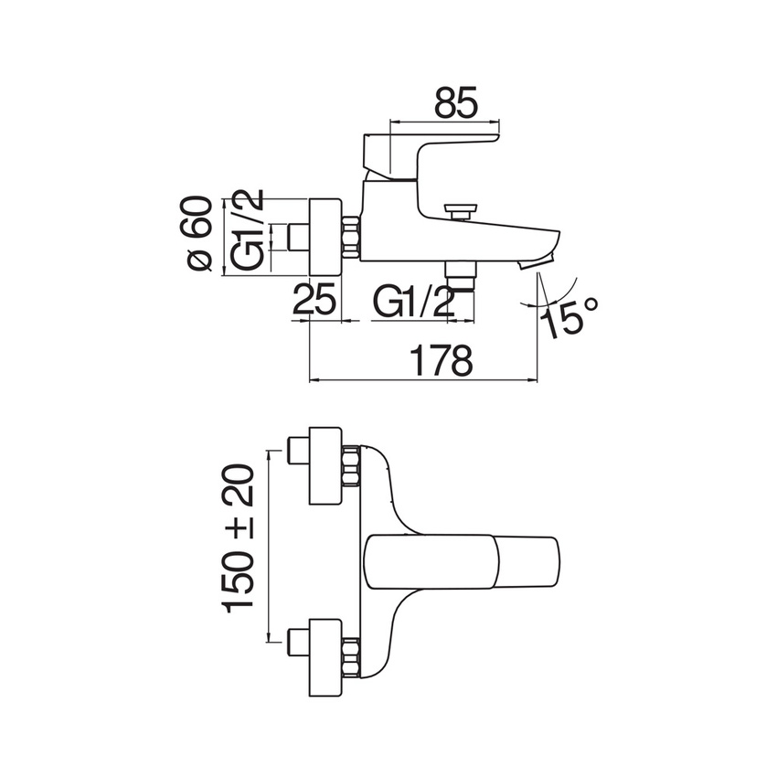 Immagine di Nobili ACQUAVIVA miscelatore monocomando esterno per vasca, finitura cromo VV103110/1CR