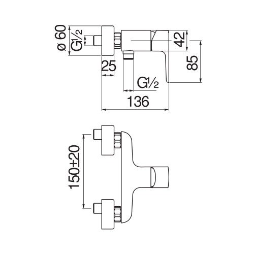 Immagine di Nobili ACQUAVIVA miscelatore monocomando esterno per doccia, finitura cromo VV103130CR