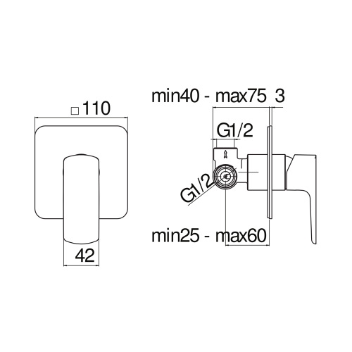 Immagine di Nobili ACQUAVIVA miscelatore monocomando per doccia, ad incasso, a 1 via, corpo incasso incluso, finitura cromo VV103108CR