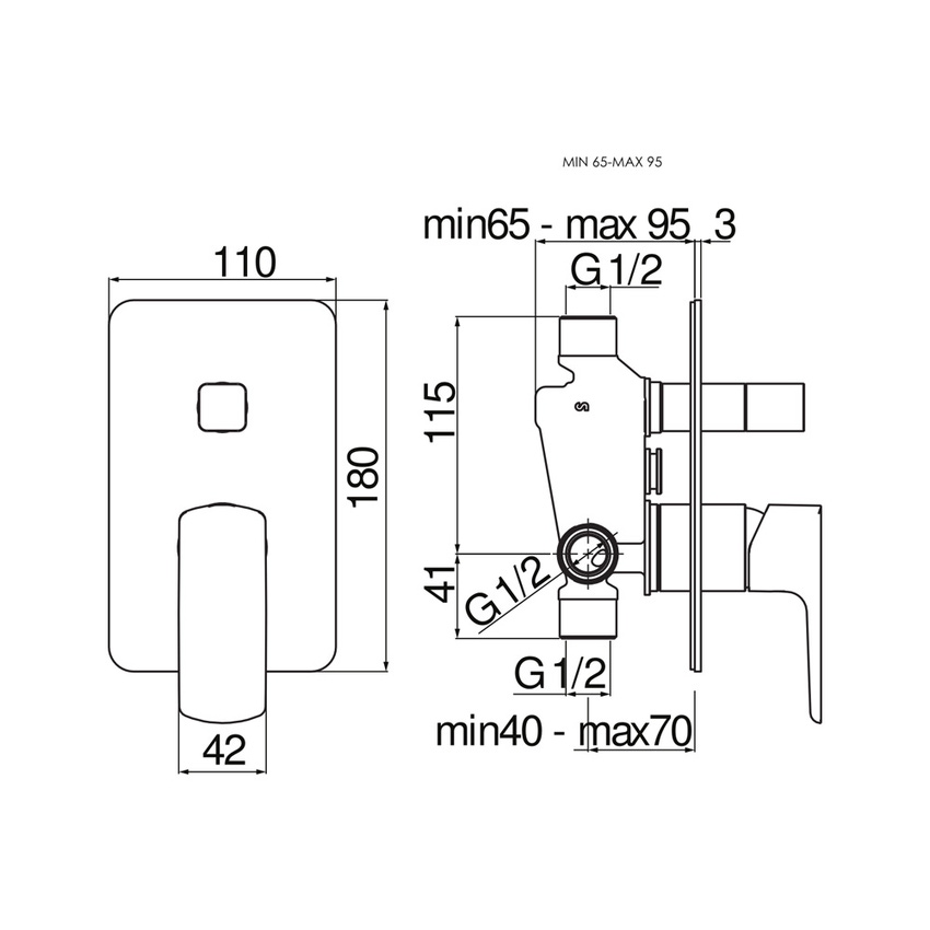 Immagine di Nobili ACQUAVIVA miscelatore monocomando per doccia, ad incasso, a 2 vie, finitura cromo VV103100CR