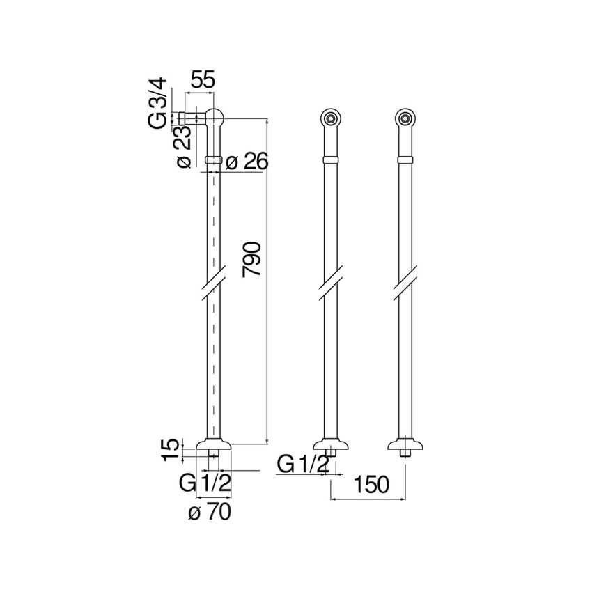 Immagine di Nobili GRAZIA colonne a pavimento per gruppo esterno vasca, finitura cromo AV00151/10CR