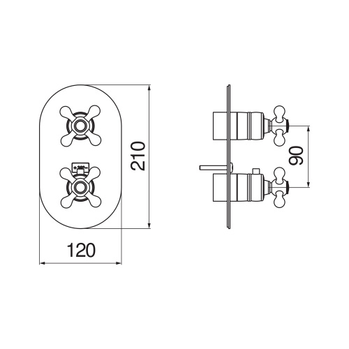 Immagine di Nobili GRAZIA termostatico esterno per doccia, ad incasso, a 2 vie, finitura cromo GRC5102CR