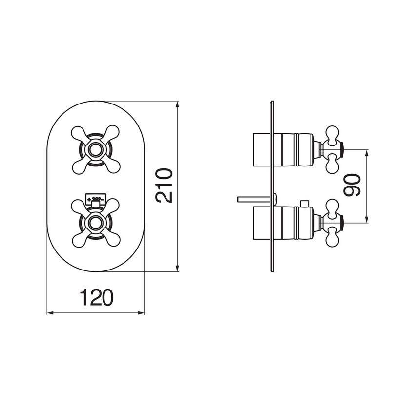 Immagine di Nobili GRAZIA termostatico esterno per doccia, ad incasso, a 2 vie, finitura cromo GRC5102CR