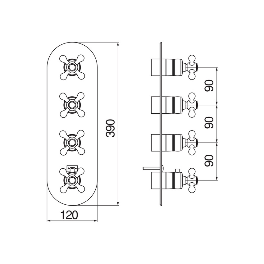 Immagine di Nobili GRAZIA termostatico esterno per doccia, ad incasso, a 3 vie, finitura cromo GRC5103CR