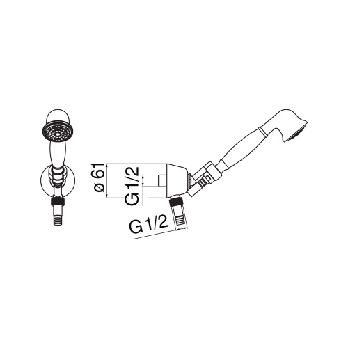 Immagine di Nobili GRAZIA set doccia con presa acqua, con doccetta, supporto doccetta, flessibile 150 cm e presa acqua ø 1/2”, finitura cromo AD143/6CR