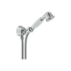 Immagine di Nobili GRAZIA set doccia con presa acqua, con doccetta, supporto doccetta, flessibile 150 cm e presa acqua ø 1/2”, finitura cromo AD143/6CR