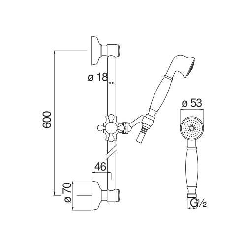Immagine di Nobili GRAZIA asta murale con doccetta, supporto doccetta e flessibile 150 cm, finitura cromo AD140/10CR