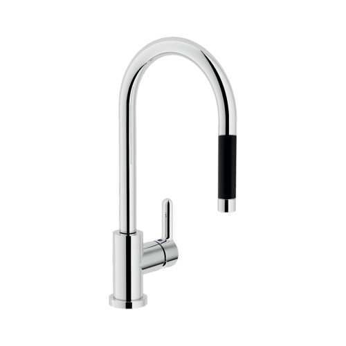 Immagine di Nobili ABC miscelatore monocomando per lavello, con bocca girevole e doccetta estraibile, finitura cromo AB87137/1CR