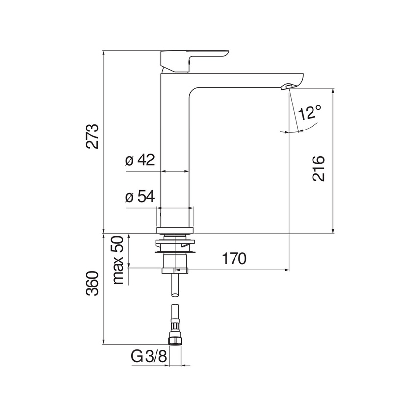 Immagine di Nobili ABC miscelatore monocomando per lavello H.27 cm, con corpo girevole, finitura cromo AB87713CR