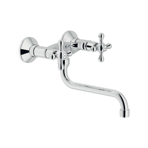 Immagine di Nobili GRAZIA miscelatore bicomando a parete per lavello, con bocca girevole, finitura cromo GRC5003CR