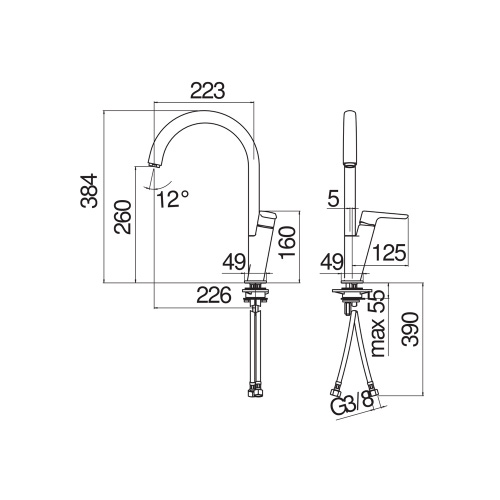 Immagine di Nobili ACQUAVIVA miscelatore monocomando per lavello H.38 cm, con bocca girevole a 360°, finitura cromo VV103113CR