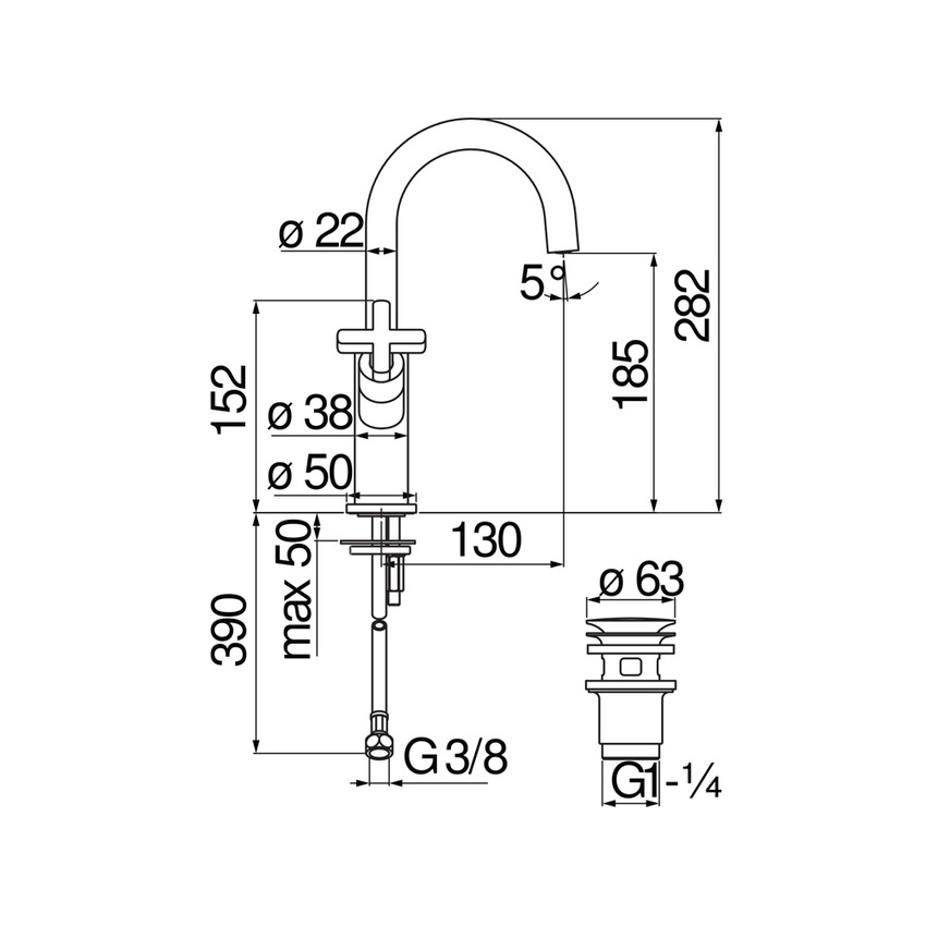 Immagine di Nobili LIRA miscelatore bicomando per lavabo H.28 cm, senza scarico, finitura cromo LR116218/3CR