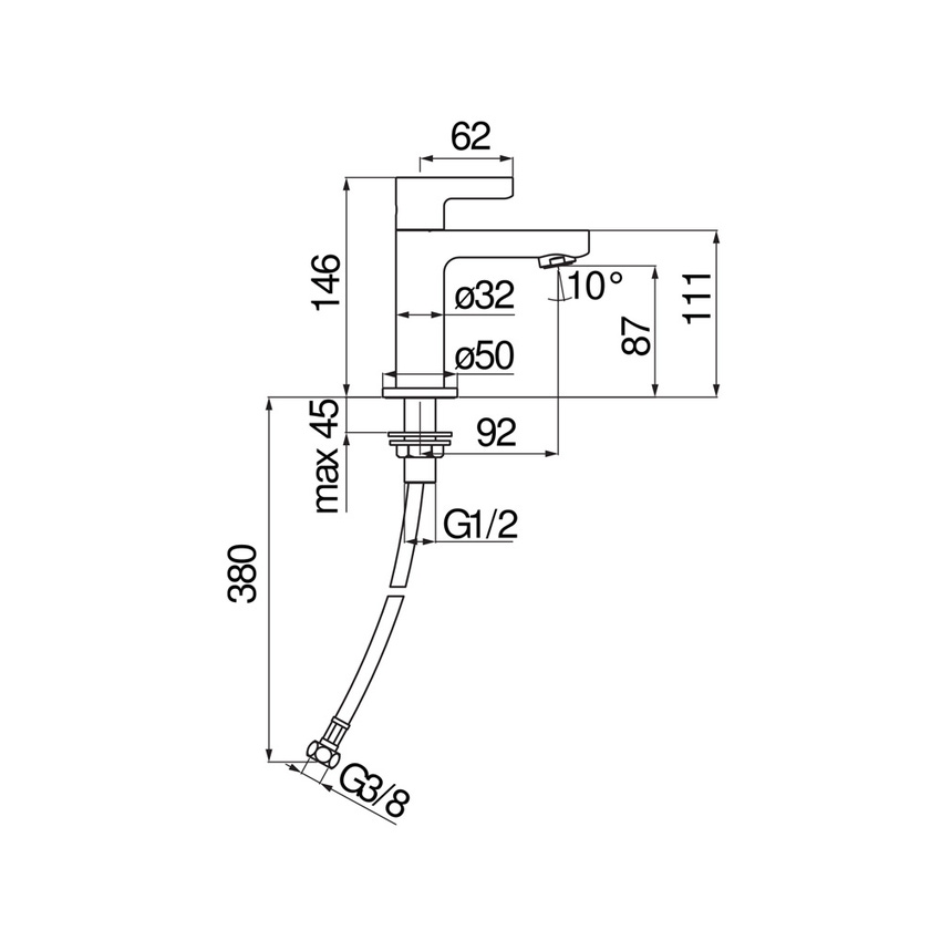 Immagine di Nobili LIRA rubinetto monocomando per lavabo, senza scarico, finitura cromo LR116237CR
