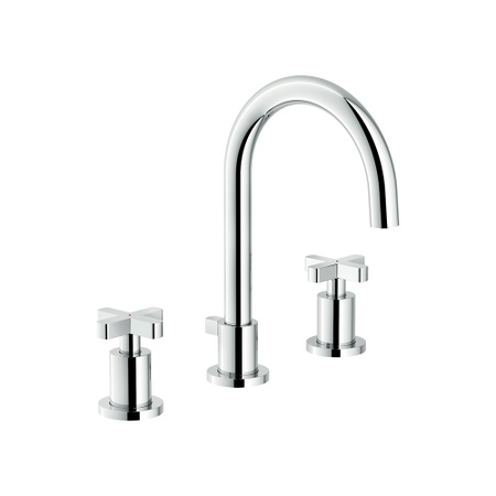 Immagine di Nobili LIRA batteria 3 fori per lavabo P.15 cm, con scarico, finitura cromo LR116211/1CR