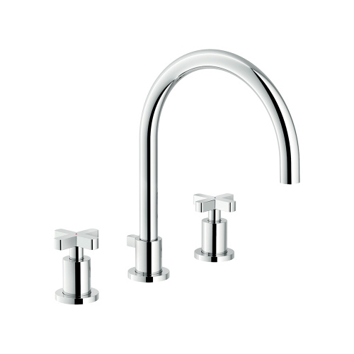 Immagine di Nobili LIRA batteria 3 fori per lavabo P.21 cm, con scarico, finitura cromo LR116211/5CR