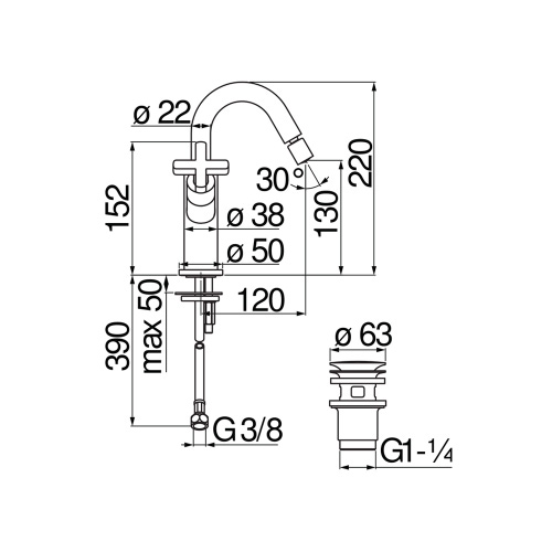 Immagine di Nobili LIRA miscelatore bicomando per bidet, con scarico push 1 1/4”, finitura cromo LR116219/2CR