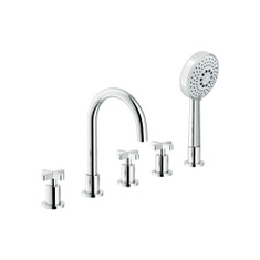 Immagine di Nobili LIRA batteria 5 fori per bordo vasca P.15 cm, con deviatore a 2 vie, finitura cromo WEBK204/LRCR