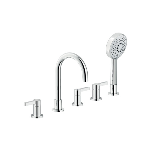 Immagine di Nobili LIRA batteria 5 fori per bordo vasca P.15 cm, con deviatore a 2 vie, finitura cromo WEBK204/T1LRCR