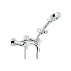 Immagine di Nobili LIRA gruppo esterno per vasca P.22 cm, set doccia con doccetta, supporto doccetta e flessibile 150 cm, con deviatore, finitura cromo LR116210CR