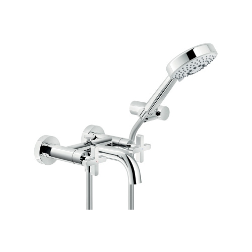 Immagine di Nobili LIRA gruppo esterno per vasca P.22 cm, set doccia con doccetta, supporto doccetta e flessibile 150 cm, con deviatore, finitura cromo LR116210CR