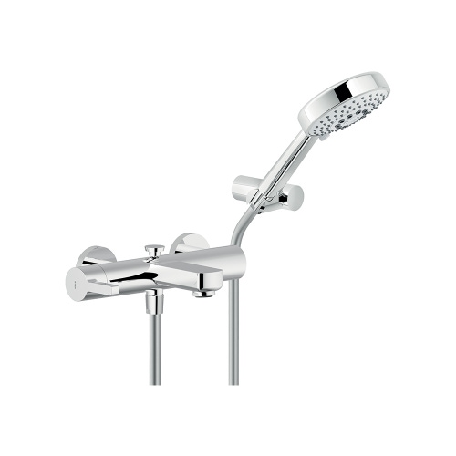 Immagine di Nobili LIRA miscelatore monocomando esterno per vasca, set doccia con doccetta, supporto doccetta e flessibile 150 cm, finitura cromo LR116110CR