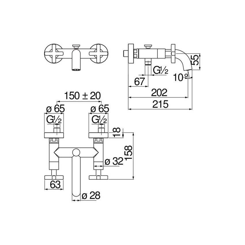 Immagine di Nobili LIRA gruppo esterno per vasca P.22 cm, con deviatore, finitura cromo LR116210/1CR