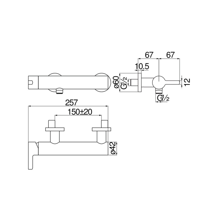 Immagine di Nobili LIRA miscelatore monocomando esterno per doccia, con limitatore di portata, finitura cromo LR116130CR