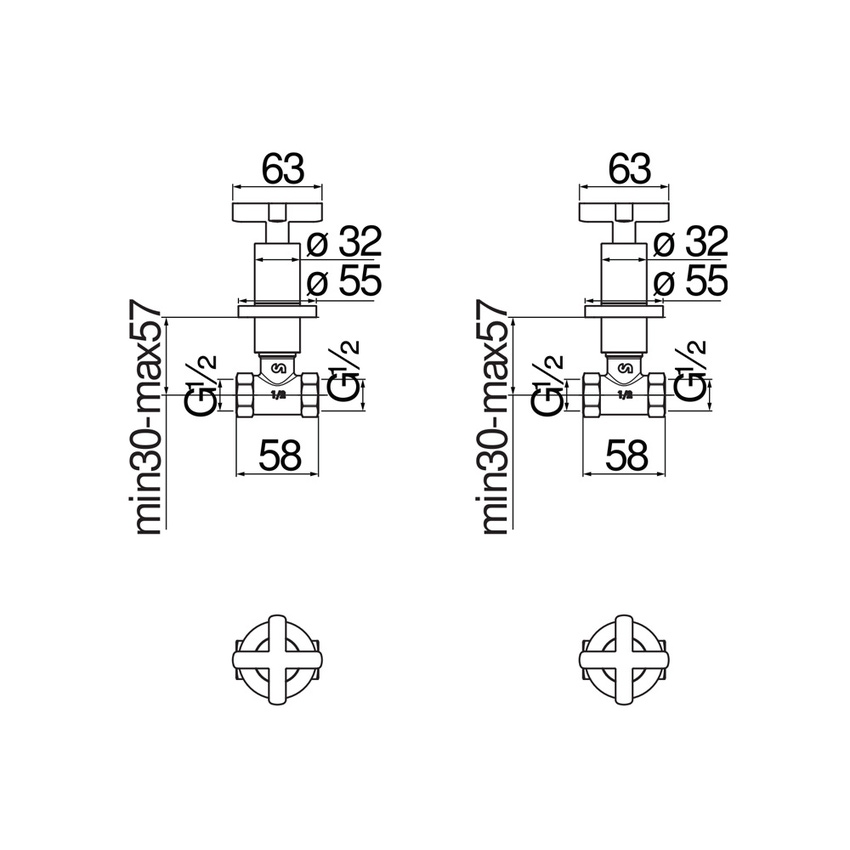 Immagine di Nobili LIRA coppia di rubinetti d'arresto ad incasso, finitura cromo LRK116208/1CR