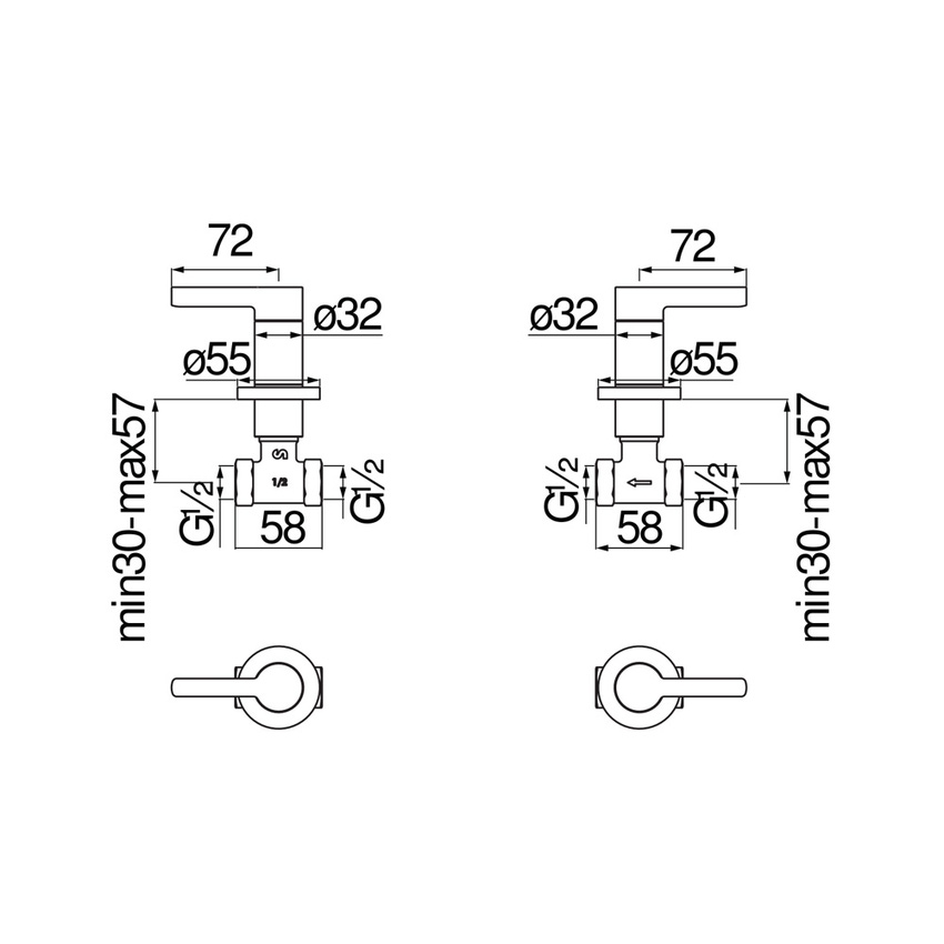 Immagine di Nobili LIRA coppia di rubinetti d'arresto ad incasso, finitura cromo LRK116208/1T1CR