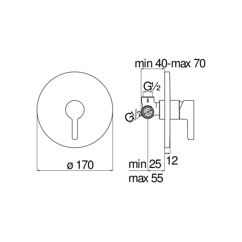 Immagine di Nobili LIRA miscelatore monocomando per doccia, ad incasso, a 1 via, finitura cromo LR116108CR