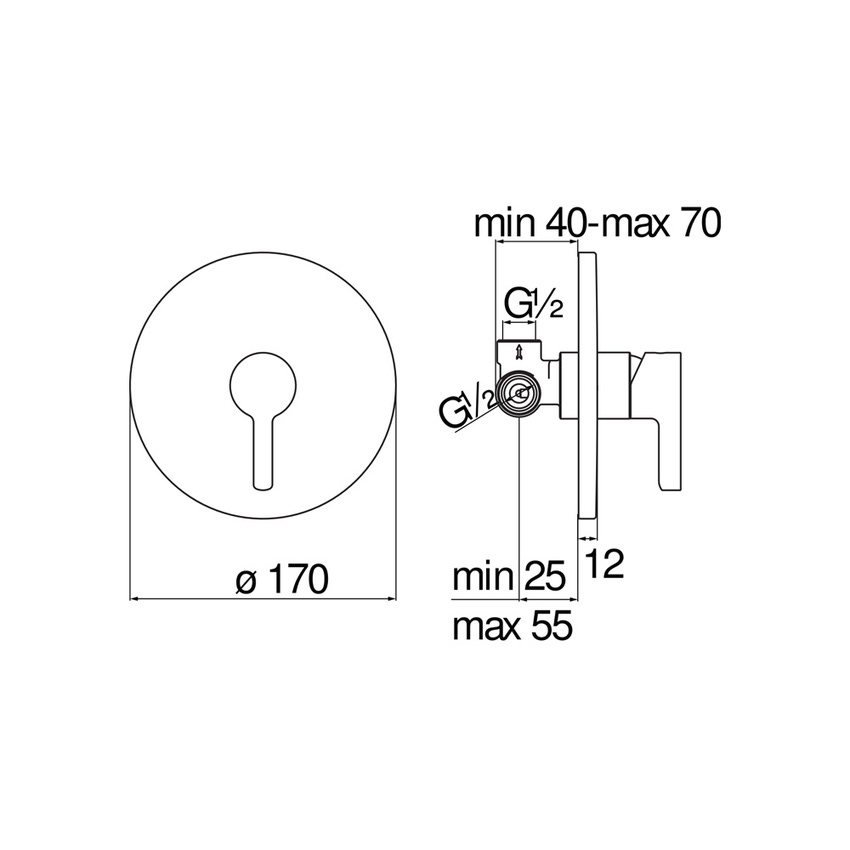 Immagine di Nobili LIRA miscelatore monocomando per doccia, ad incasso, a 1 via, finitura cromo LR116108CR